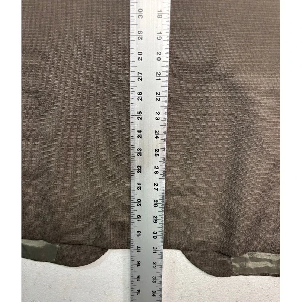 vtg 90s Towncraft 44R 36x32 Brown 2pc Pant Suit Wool Blend Pleated High Waisted